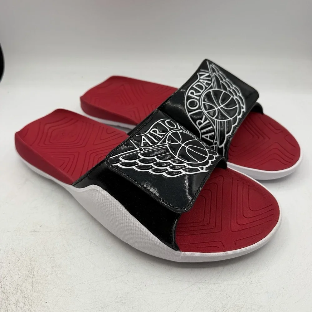 Nike Air Jordan Hydro 7 Slides Mens Sz 9 Black White Red Sandals AA2517-001
